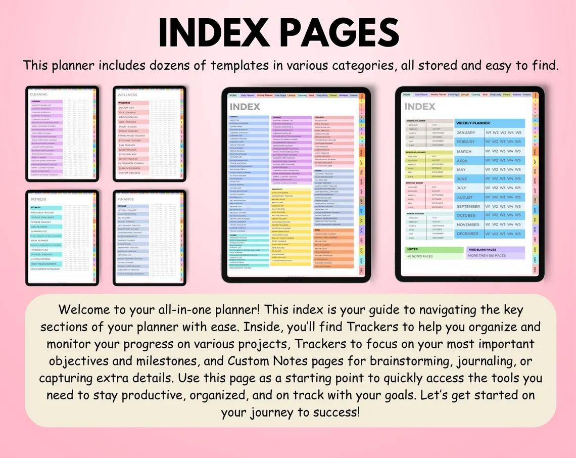 2025-2027 All-in-One Digital Planner - Hyperlinked Daily, Weekly, Monthly Journal for Goodnotes & Apple/Google Calendar