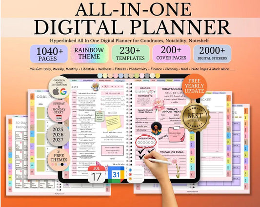2026-2027 Digital Planner Bundle, Interactive Daily, Weekly, Monthly, Sync with Goodnotes & Google Calendar