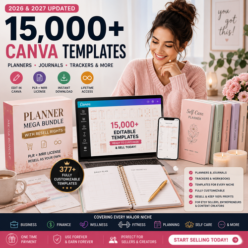 15,000+ PLR Planner & Journal Pages with MRR/PLR Rights